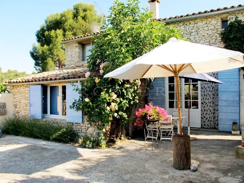 En vente en Provence, en Luberon,  charmante maison ancienne, en pierres, agrémentée d'un jardin paysager et offrant une belle vue sur le Luberon  