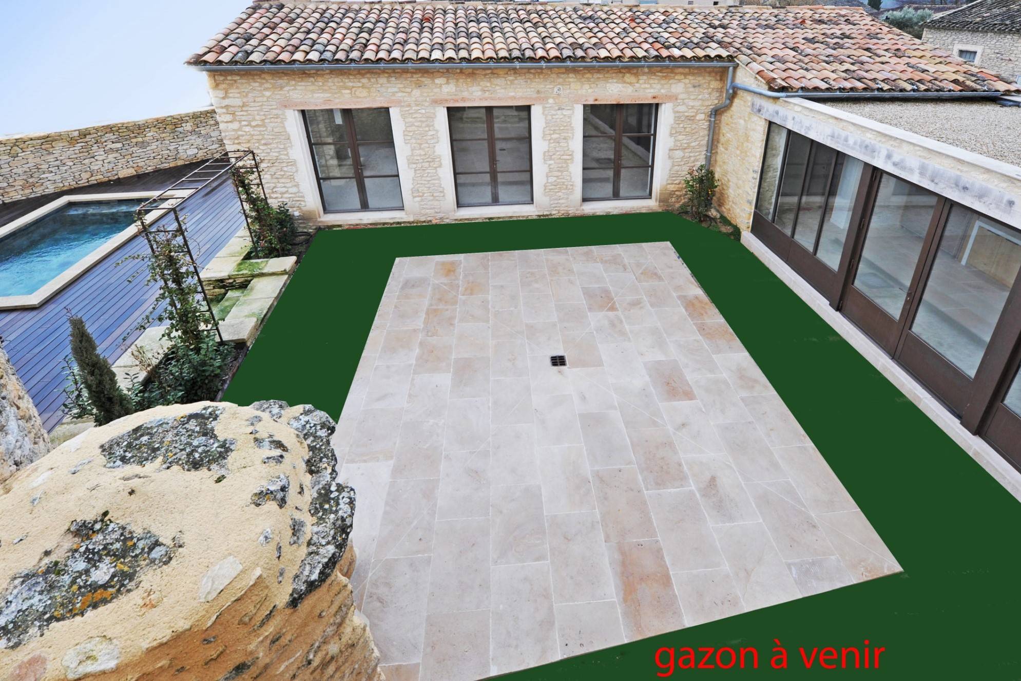 proche Gordes, maison de village avec jardin et bassin   