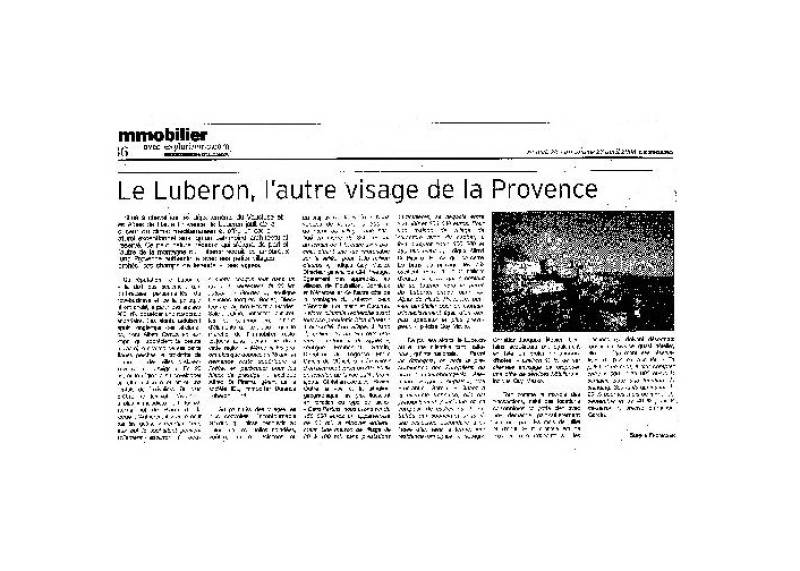 Le Luberon, l'autre visage de la Provence (extrait Le Figaro, Avril 2008)