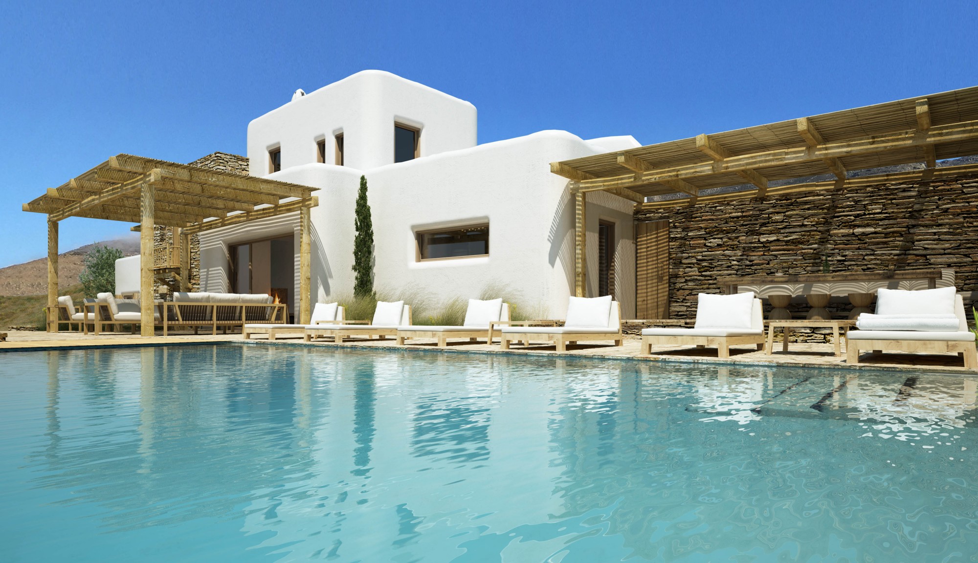 En Grèce, à vendre,  superbe villa face à la mer avec 6 chambres et piscine  