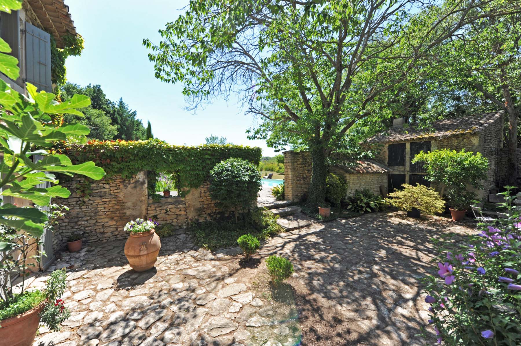 Inside Courtyard Stone House Luberon