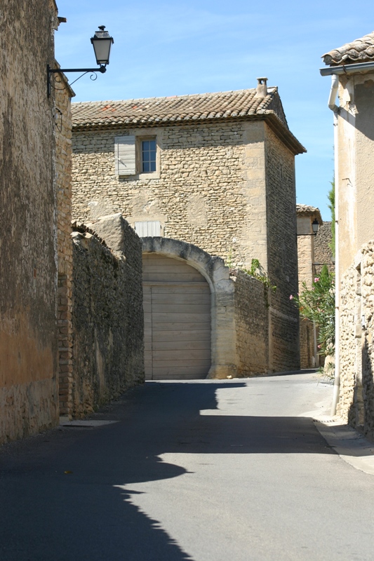 Street and stone walls in Provence