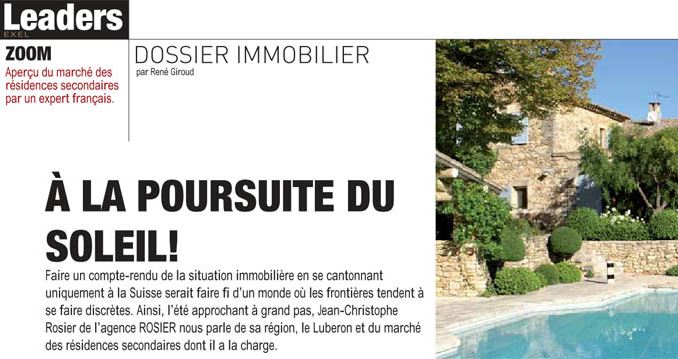 Article published in Leaders Excel: Second homes residential market overview by a French expert
