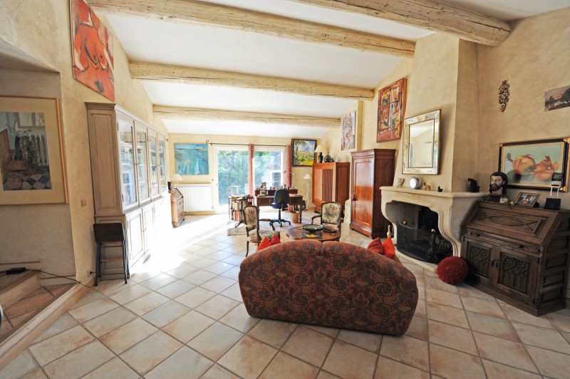For sale in Isle-sur-la-Sorgue, one-level stone villa with swimming pool 